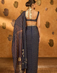 Navy Blue Snow Light Stitched Saree