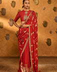 Red Crushed Folkstone Saree
