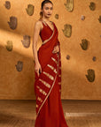 Red Fern Flame Saree