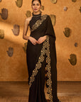 Black Windrose Saree