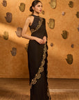 Black Windrose Saree