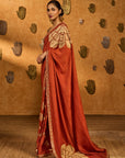 Rust Windrose Crushed Saree