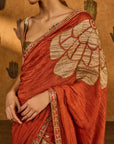 Rust Windrose Crushed Saree