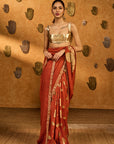Rust Windrose Crushed Saree