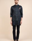 Midnight Blue Chevron Nehru Jacket