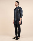 Midnight Blue Chevron Nehru Jacket