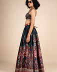 Midnight Blue Floral Print Skirt Set