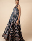 Midnight Blue Printed Anarkali