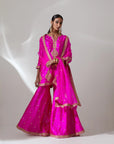 Fuschia Pink Sharara Set With An Organza Dupatta