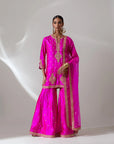 Fuschia Pink Sharara Set With An Organza Dupatta