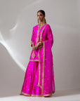 Fuschia Pink Sharara Set With An Organza Dupatta