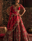 Red Munira Bridal Lehenga Set