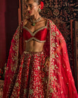 Red Munira Bridal Lehenga Set