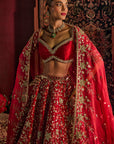Red Munira Bridal Lehenga Set