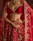 Red Munira Bridal Lehenga Set