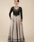 Pearl Ivory - Black Printed Skirt Set - Ready to Ship