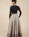 Pearl Ivory - Black Printed Skirt Set - Ready to Ship