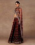 Red - Burgundy Ombre Sharara Set