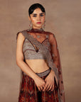 Red - Burgundy Ombre Sharara Set