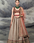 Red - Ivory Skirt Set | Baroda
