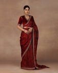Red Jamawar Saree Set