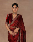 Red Jamawar Saree Set