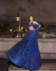Navy Blue Sequin Lehenga Set 2