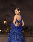 Navy Blue Sequin Lehenga Set 3