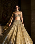 Antique Gold Mirror Work Lehenga Set