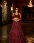 Maroon Sequin Lehenga Set