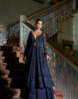 Midnight Blue Jacket Lehenga Set