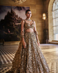 Metallic Gold 3D Lehenga Set