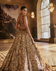 Metallic Gold 3D Lehenga Set