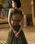 Moss Green Sequin Lehenga Set