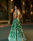 Green Thread Work Lehenga Set