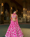 Fuchsia Pink Thread Work Lehenga Set