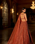 Copper Crystal Lehenga Set