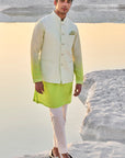 Lime Green Matka Silk Nehru Jacket Set