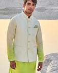 Lime Green Matka Silk Nehru Jacket Set