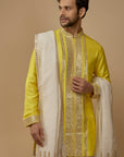 Yellow Silk Gota Embroidered Kurta Set