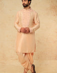 Peach Silk Kiran Dori Embroidered Kurta Set