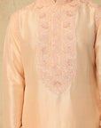 Peach Silk Kiran Dori Embroidered Kurta Set