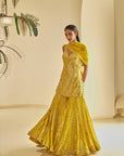 Yellow Mirror Work Sharara Set