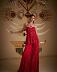 Off-Shoulder Red Sharara Set
