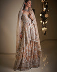 Nude Silver Jacket Sharara Set - Ready to Ship
