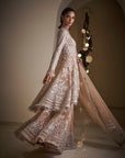 Nude Silver Jacket Sharara Set