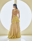 Yellow Three-Dimensional Floral Sharara Set