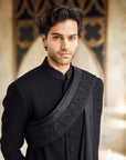 Black Thread Work Sherwani Set - Ready to Ship