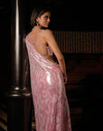 Pink Sequin Georgette Saree