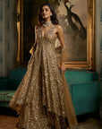 Antique Gold High-Low Sharara Set Full 2